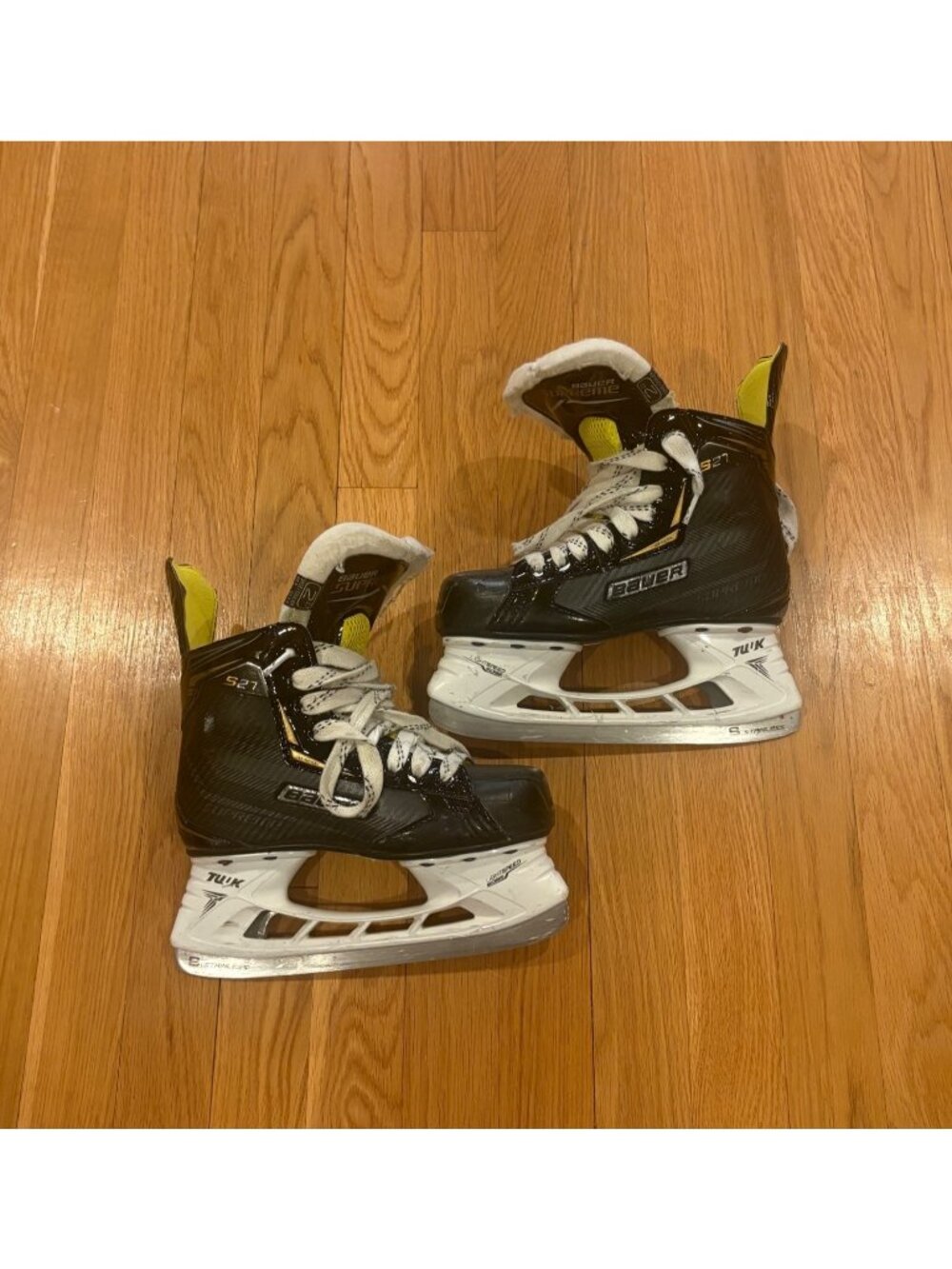 Bauer Supreme S27 Black/Gold Hockey Skates Youth Size 2D Shoe 3, EUR 35